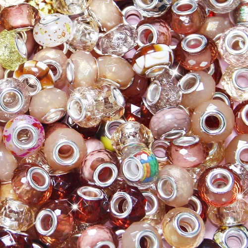 Miniatura 26 de ZYEHXED 60 Piezas Cuentas Negras de Agujero Grande, Cuentas Grandes de Artesanía Europea, Cuenta de Lampwork Murano de Agujero Grande, Cuenta