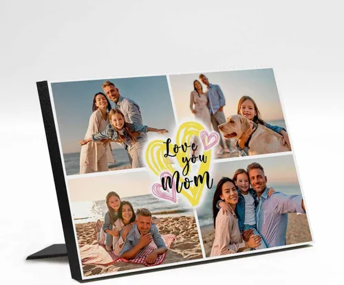 Miniatura 9 de InterestPrint Panel de fotos personalizado para mamá y nombre para exhibición de mesa Love You Mom You're the Best 3 Fotos Marco de fotos