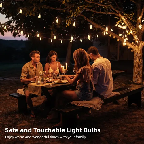 Miniatura 9 de Guirnalda de luces LED para exteriores, 25 pies, impermeables, para patio, con 12+1 bombillas Edison ST38 inastillables, luz colgante blanca cálida