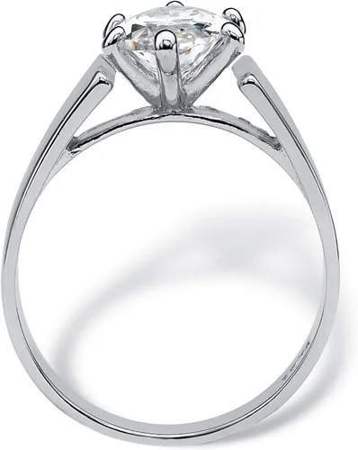 Miniatura 2 de PalmBeach Sterling Silver Marquise Shaped Cubic Zirconia Wide Band Solitaire Engagement Ring Sizes 5-12
