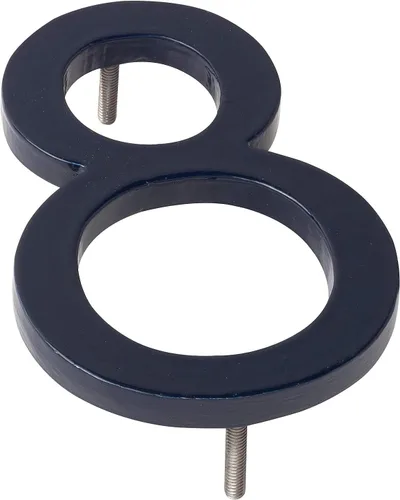 Miniatura 12 de Montague Metal Products MHN-08-F-NY1-2 Números flotantes modernos de aluminio cepillado sólido, 8 pulgadas, azul marino con recubrimiento en polvo