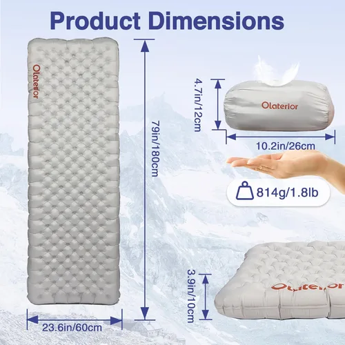 Miniatura 4 de Colchoneta de dormir ultraligera de 28 onzas, Colchoneta de dormir inflable aislada 7.2 R, colchoneta de dormir ligera para acampar, senderismo