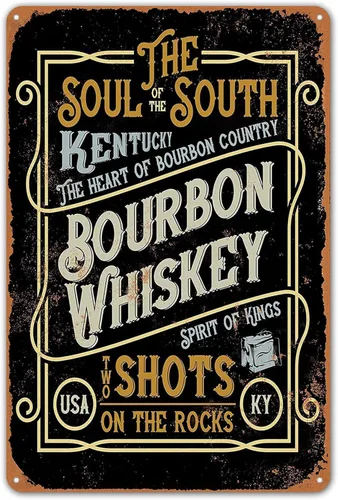 ZYPENG Letrero de metal retro de Kentucky Bourbon Whisky Decoración de pared para bar, pub, hombre, cueva, club, hogar, 8 x 12 pulgadas