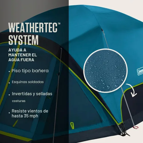 Miniatura 6 de Coleman Skydome - Tienda de campaña para habitación oscura con porche de pantalla y configuración de 5 minutos, tienda de campaña resistente a