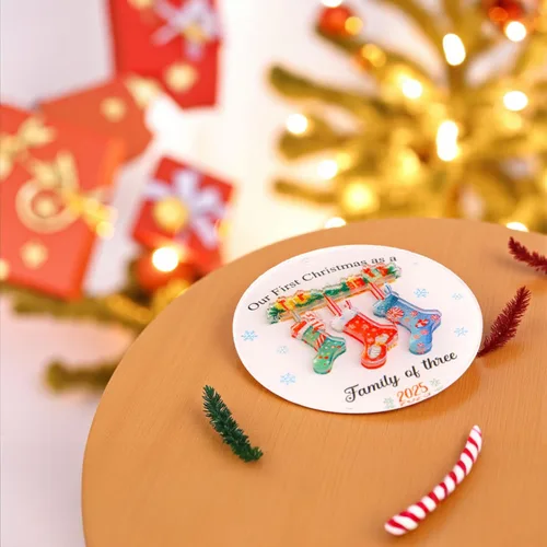 Miniatura 2 de Adornos de Navidad Familiares 2025, Nuestro Primer Adorno de Navidad como Familia de 3, Adorno de Árbol de Navidad, Adornos de Primer Navidad