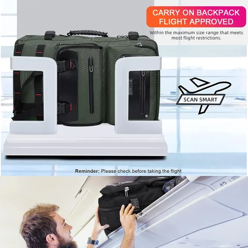 Miniatura 8 de Mochila de viaje para hombres WITZMAN con bolsa de lona, apta para portátil de 17 pulgadas, aprobada por aerolíneas (B685 Verde Ejército)