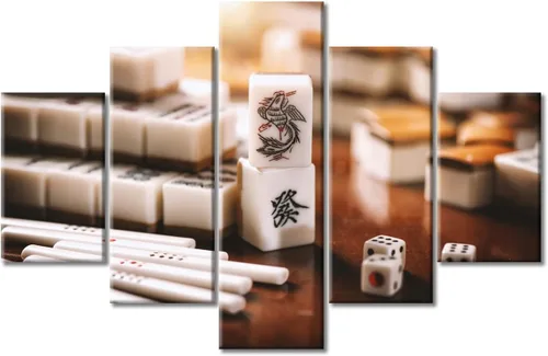 Miniatura 16 de TUMOVO 5 paneles para decoración del hogar, fichas apiladas, obras de arte modernas y contemporáneas grandes para bar, pub, club, fotos, tarjetas