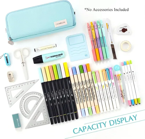 Miniatura 2 de CICIMELON - Estuche de gran capacidad para lápices con 3 compartimentos para la escuela, adolescente, niña, hombre y mujer Azul claro