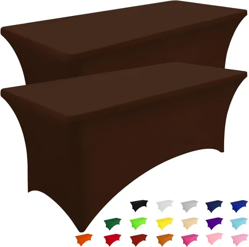 Miniatura 10 de Smiry Paquete de 2 manteles de elastano de 6 pies, fundas de mesa elásticas ajustables extensibles, lavables y sin arrugas, rectangulares para mesa
