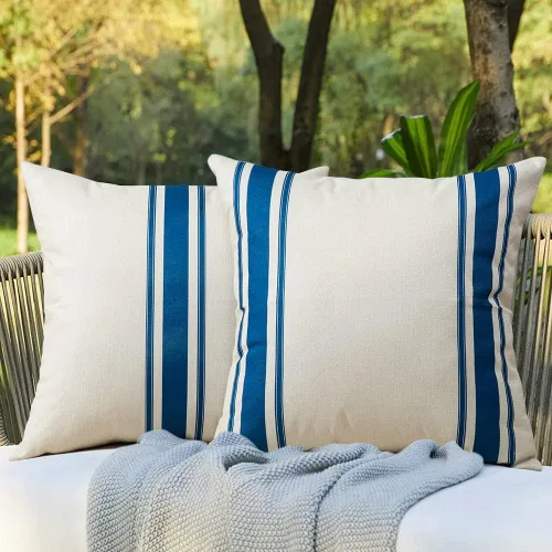 OTOSTAR Paquete de 2 fundas de almohada para exteriores de 18 x 18 pulgadas, impermeables, decorativas, cuadradas, geométricas, para sofá, patio,