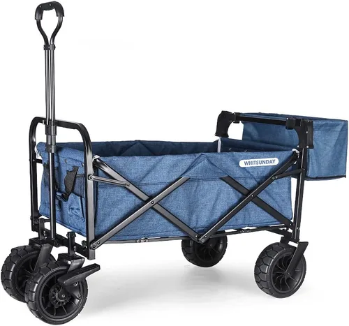 WHITSUNDAY - Carro plegable para jardín al aire libre, parque utilitario, para picnic, con rodamiento y freno, ruedas todo terreno de 8 pulgadas,