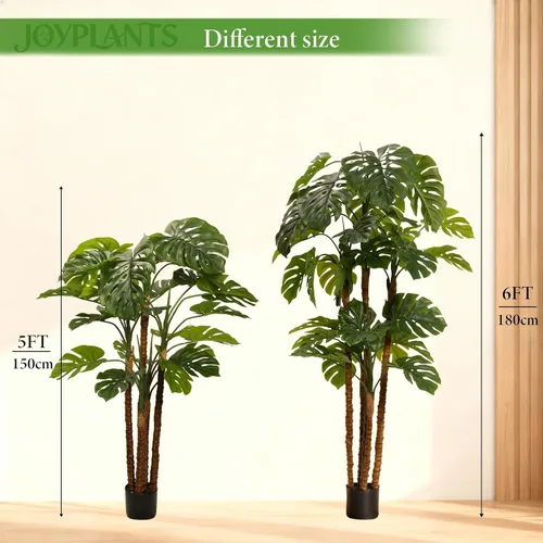 Miniatura 4 de Monstera artificial de 5 pies, plantas de queso suizo falso tropical con corteza y maceta negra para interiores y exteriores, oficina, sala