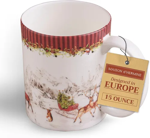 Miniatura 93 de Maison d' Hermine Taza de café con asas, tazas de porcelana fina de hueso, paquete de dos tazas de té para bebidas calientes, capuchino, latte, 015