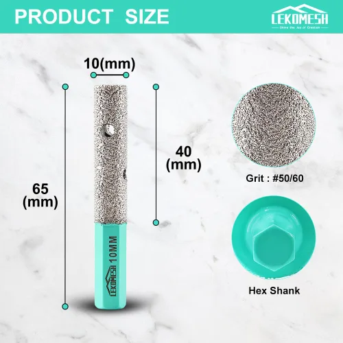 Miniatura 2 de Brocas de diamante para fresar dedos, taladro eléctrico de vástago hexagonal de 3/8 pulgadas (0.394 in) para agrandar, molienda, bordes que salen