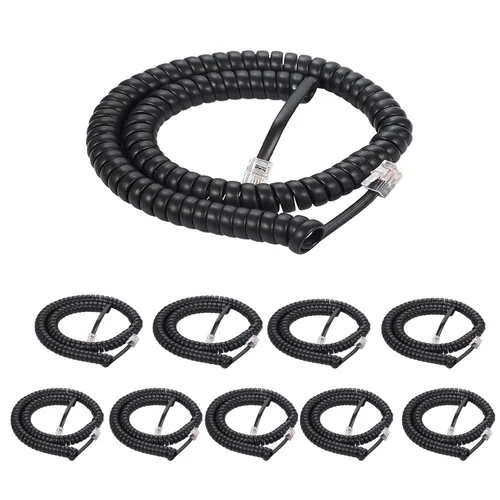 Miniatura 9 de Vthahaby Paquete de 2 cables de teléfono para línea fija, longitud máxima estirada de 8 pies (sin enrollar)/1.4 pies (enrollado), cable RJ9 4P4C