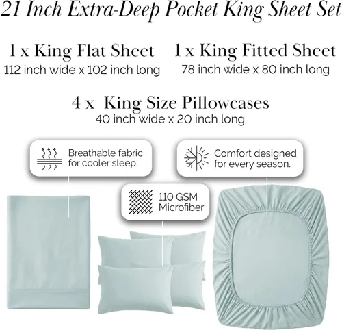 Miniatura 201 de Southshore Fine Living, Inc. Juego de 7 piezas de sábanas King divididas para cama ajustable, juego de sábanas King divididas con bolsillo de 21