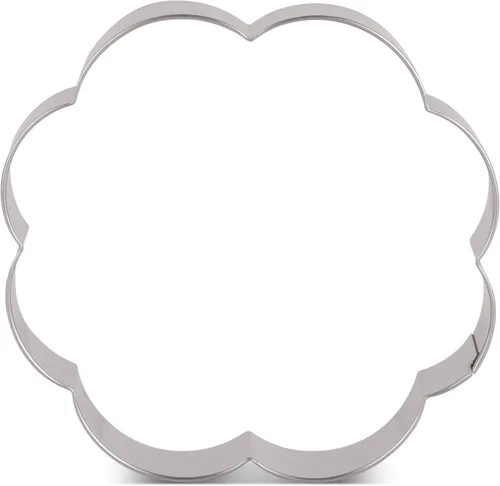 LILIAO Cortador de galletas de flores con borde festoneado, cortador de galletas de fondant, 3.8 x 3.7 pulgadas, acero inoxidable