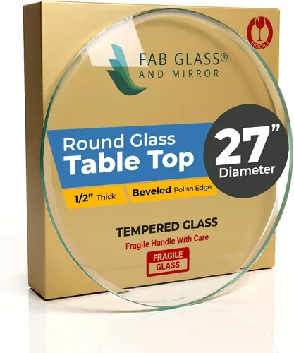 Miniatura 42 de Fab Glass - Mesa redonda de cristal de 48 in, grosor de 3/4 in, cristal pulido plano templado, Vidrio, Transparente