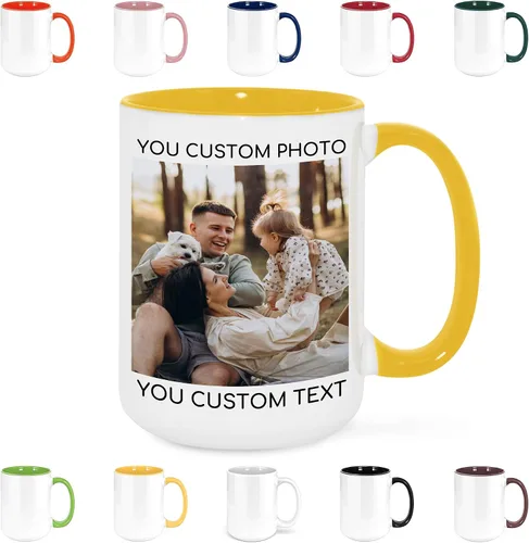 Miniatura 17 de Taza de café personalizada con texto y foto, taza personalizada, ideas únicas, regalos para hombres, mujeres, mamá, papá, novia, novio, amigo, Negro