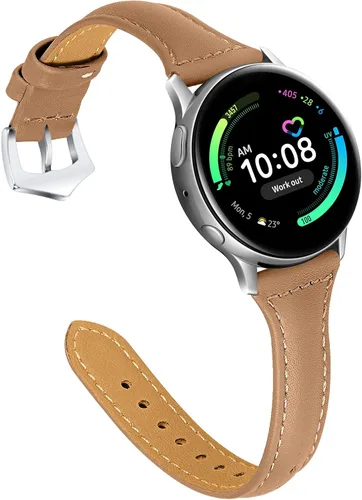 Miniatura 26 de JOYOZY Correa de cuero compatible con Samsung Galaxy Watch 6/7/FE/5/4 de 40 mm, 44 mm, Active (40 mm)/2 (40 mm) (44 mm), correa de muñeca delgada
