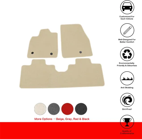 Miniatura 2 de IKON MOTORSPORTS, Alfombrillas compatibles con Ford Mustang Mach-E 2021-2024, forro de nailon beige para automóvil delantero y trasero, juego de 3