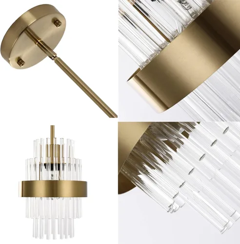 Miniatura 3 de Lámparas colgantes, iluminación colgante de cristal moderna de 7 pulgadas, luces colgantes de isla de cocina de color latón, iluminación colgante