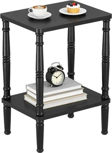 LUCKNOCK Mesa auxiliar pequeña para espacios pequeños, mesa auxiliar vintage, mesa auxiliar estrecha con almacenamiento, mesita de noche delgada