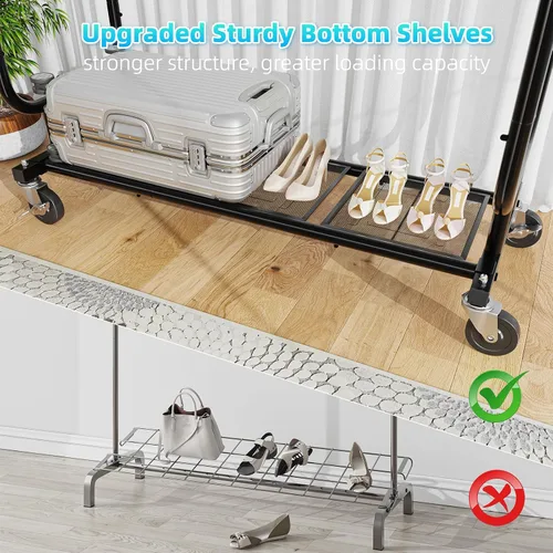 Miniatura 7 de Estante para ropa Ekisemio con capacidad de carga de 450LBS, estante resistente para ropa con ruedas, estantes enrollables para colgar ropa