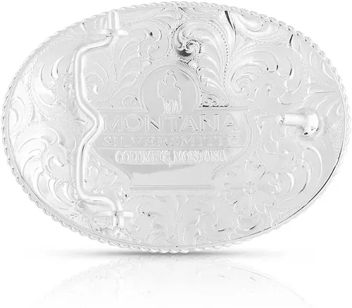 Miniatura 4 de Montana Silversmiths Hebilla de cinturón occidental con inicial grabada en plata y ribete dorado