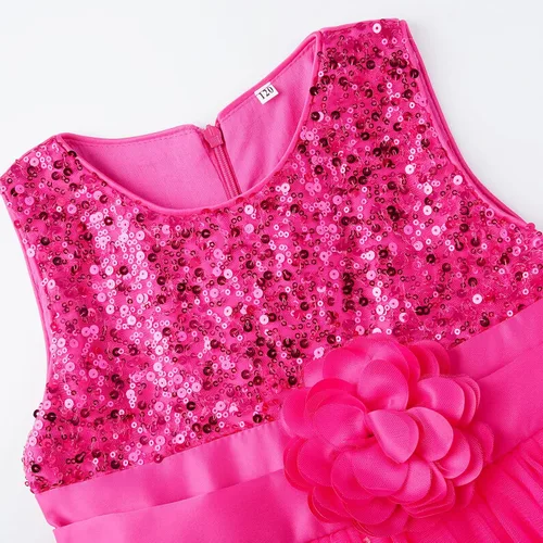 Miniatura 3 de Uhnice Vestido de fiesta de niña de las flores de malla de tul sin mangas
