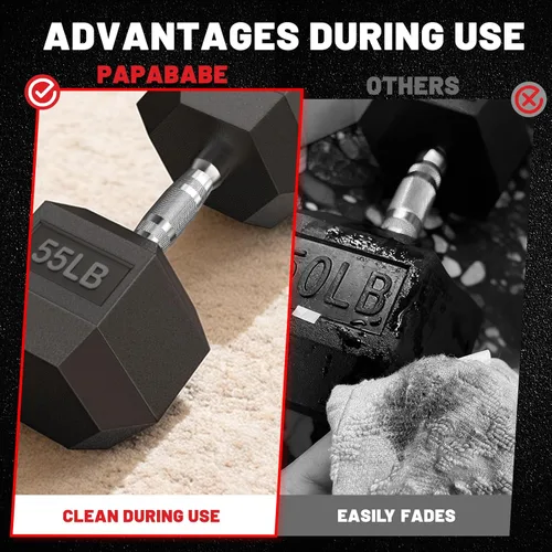 Miniatura 4 de PAPABABE HEX Juego de Mancuernas 2.5-125lb, Mancuernas de Gimnasio en Casa con Revestimiento de Goma, Mancuernas de Pesas para Ejercicio y Fitness