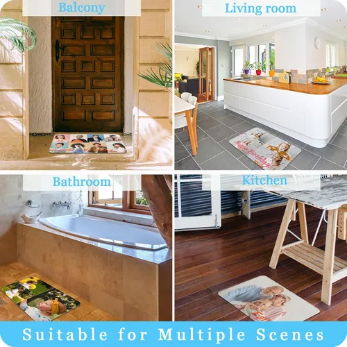 Miniatura 8 de Tapete personalizado para puerta con imagen, logotipo, nombre, texto, antideslizante, lavable, rectangular, personalizable con estampado, tapete
