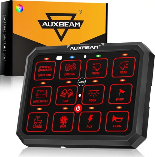 Miniatura 9 de Auxbeam Panel de interruptores RGB de 5 pulgadas, grande, 8 cuadras, panel de interruptor RA80 XL, pulsado momentáneo, 12 V, panel de interruptor