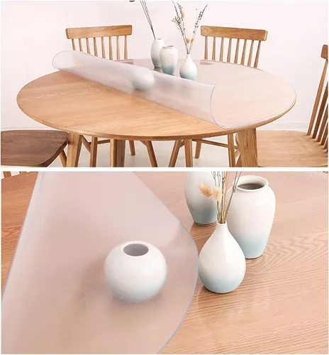 Miniatura 3 de Cubierta de mesa redonda transparente de PVC esmerilado de 0.079 in de grosor, protector impermeable, mantel de plástico, cojín protector de silla