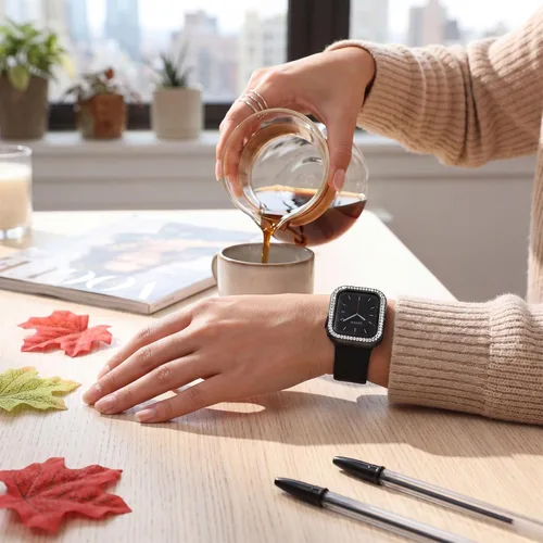 Miniatura 6 de Compatible para Correa de Apple Watch con Estuche 38mm 40mm 41mm 42mm 44mm 45mm 46mm, Correa de Silicona Suave Impermeable + Estuche Protector