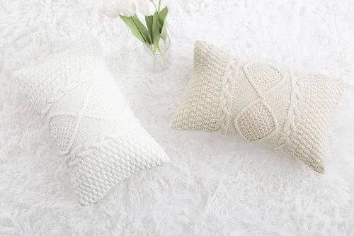 Miniatura 7 de MANDIOO Fundas de Almohada Decorativas de Algodón Tejido Beige, Fundas de Cojín Suaves y Acogedoras para Exteriores, Fundas de Almohada Modernas