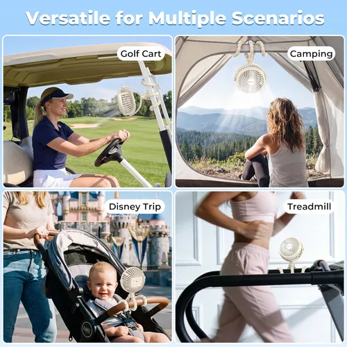 Miniatura 8 de AMACOOL Ventilador de cochecito a pilas, esenciales de viaje para bebés para la playa, Disney, para recién nacidos, regalos de baby shower, búsqueda