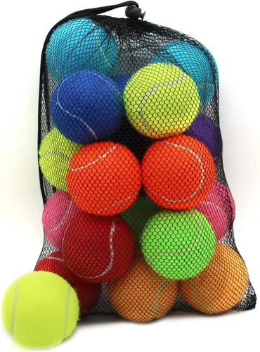 Pelotas de tenis, paquete de 18 pelotas de entrenamiento con bolsa de malla para un fácil transporte, pelotas de práctica para perros y mascotas, 9
