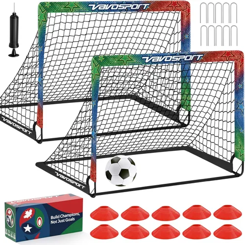 Miniatura 10 de Kids Soccer Goals for Backyard Set, 2 Pack Portable Pop Up Soccer Goal with Soccer Net, Size 3 Soccer Ball, Pump, 10 Cones and Bag, Toddler Soccer