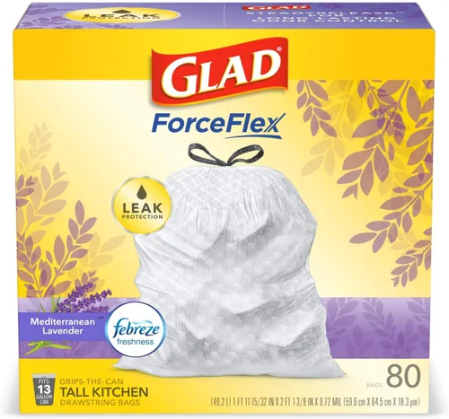 Miniatura 12 de Glad ForceFlex - Bolsas de basura altas con cordón para cocina, 13 galones, lavanda Gain, 110 unidades (el paquete puede variar)