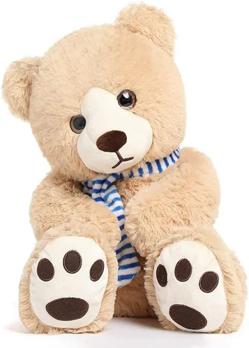 Miniatura 2 de Tezituor Oso de peluche de 24 pulgadas, gran oso de peluche con bufanda, bonito oso de peluche marrón para novias y niños