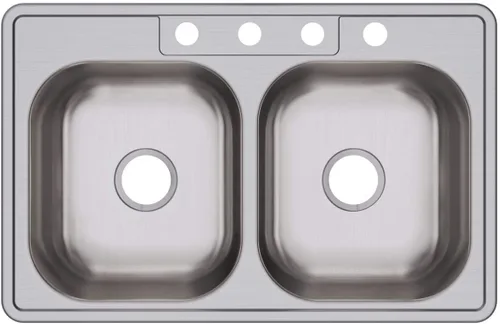 Miniatura 20 de Dayton D233221 Equal - Fregadero de acero inoxidable con doble tazón, 33 x 22 x 6.5 pulgadas