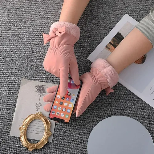 Miniatura 6 de Guantes de forro polar de pantalla táctil a prueba de viento para mujer