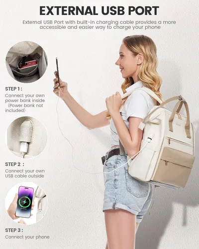 Miniatura 6 de LOVEVOOK Mochila para computadora portátil para mujer, mochila bolso, mochila de viaje de gran capacidad, bolsa de enfermera, bolsa para laptop