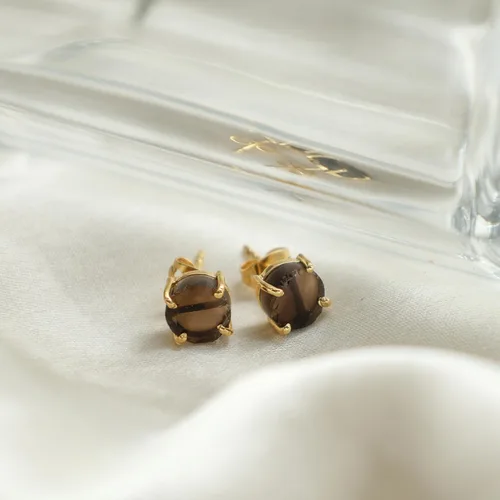 Miniatura 159 de Gempires Natural Raw Prong Setting Stud Earrings, 8-10 mm Crystals Earring, Handmade Jewelry, Gift for Her