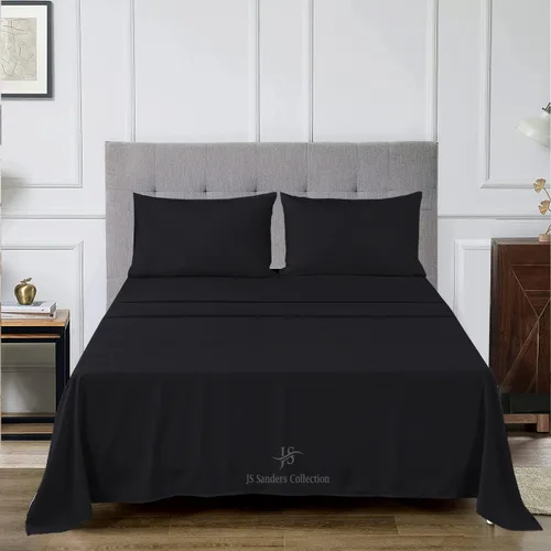 Miniatura 2 de CASA LINEN Juego de sábanas de Alaskan King (108 x 108) 100% algodón egipcio, suave y lujoso, colección clásica, para colchón de tamaño King de Negro