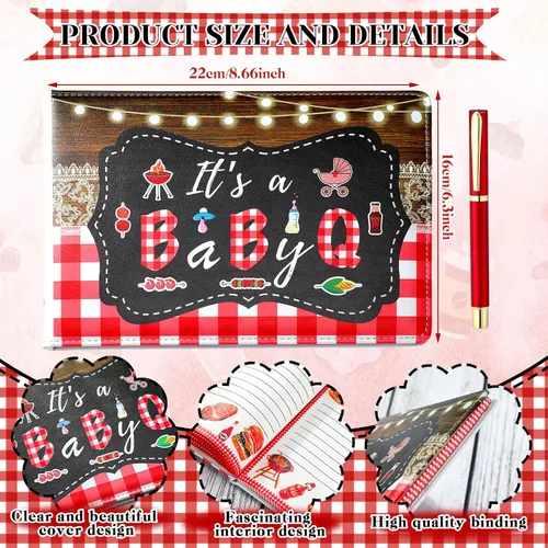 Miniatura 2 de Engrowtic Libro de invitados de cuero para baby shower con bolígrafo, 112 páginas para el día de Acción de Gracias, libro de invitados con fecha