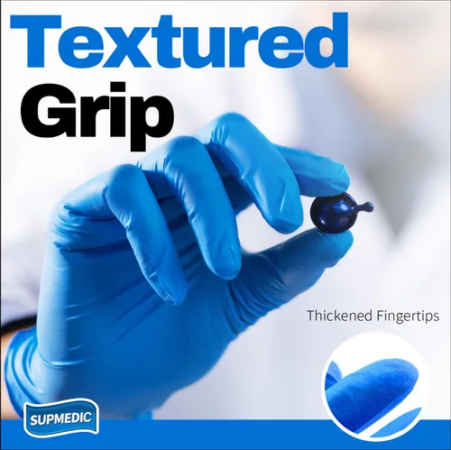 Miniatura 3 de Supmedic Disposable Nitrile Gloves, 5Mil Chemical Resistant Powder-Free Latex-Free Glove Exam Cook Tattoo, Black Blue 100Pcs (azul) s