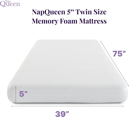 Miniatura 2 de Colchón tamaño individual, colchón de espuma viscoelástica de 5 pulgadas para niños y adolescentes, colchón litera y cama nido para espacios