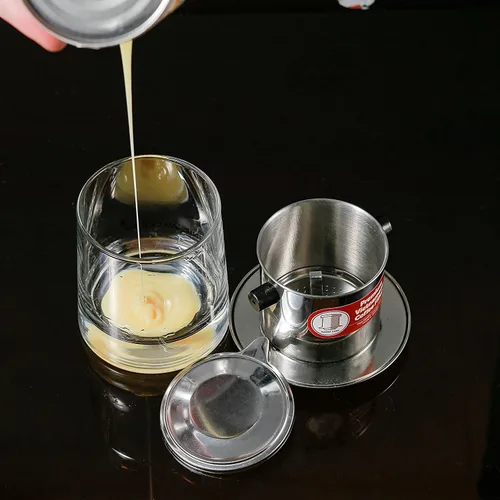 Miniatura 4 de Juego de filtros de café vietnamita También se le conoce como cafetera vietnamita o prensa extragrande, Acero inoxidable